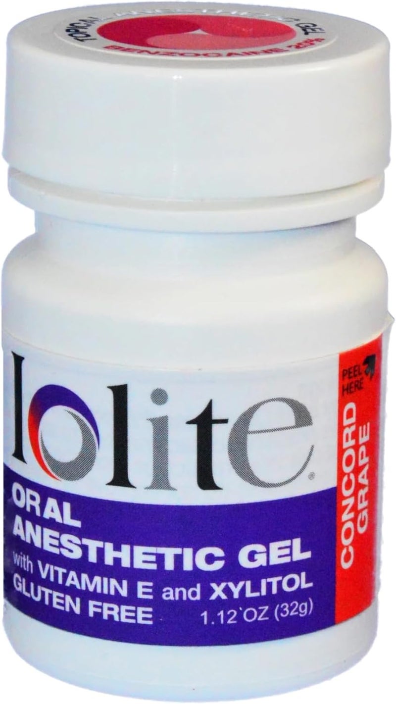 IOLITE Oral Topical Gel with Xylitol and Vitamin E - Gluten Free - Relief for Canker Soars and Dental Pains (1oz, Grape) - Image 1